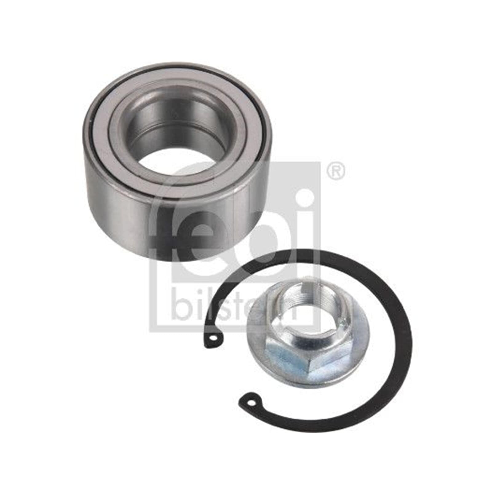 febi bilstein 19213 kit cuscinetto ruota con anello ad impusi ABS, dado asse ed anello di bloccaggio, 1 unità