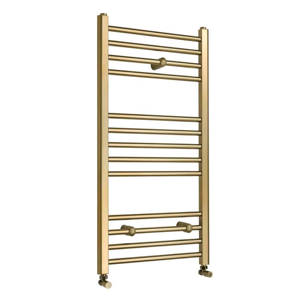 Milano Brushed Brass Orelia Flat Ladder Steel Heated Towel Rail - 1000Mm X 500Mm
