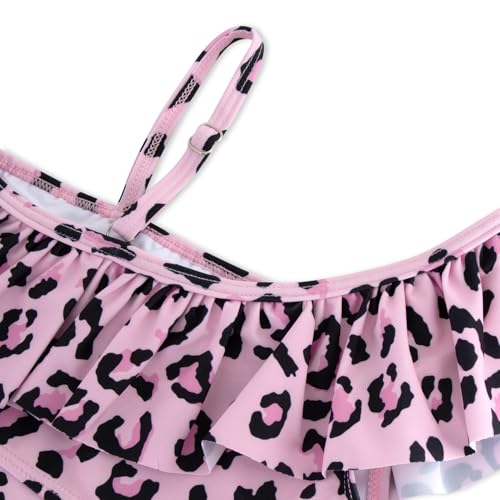Image of Alakuoti Girls One Piece Swimsuits Cutout Ruffle Bathing Suit Quick Dry Beach Swimwear with Adjustable Strap 5-14 Years