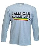 Jamaican All Stars - Camiseta de manga larga para hombre (opciones de color), gris, M