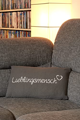 Kamaca LIEBLINGSMENSCH Kissen 30 cm x 50 cm Flauschig gefülltes Kissen mit Reißverschluss Bezug aus 100% Baumwolle EIN Hingucker und wertiges Geschenk (GRAU)