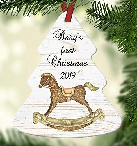 baby's first christmas wooden ornament