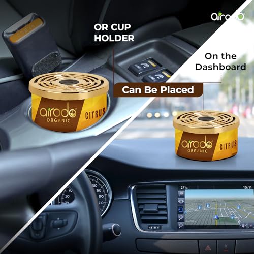 Image of Airodo One Citrus Organic Air Freshener, Strong Fiber Air Freshener to Freshen'up Your Air -,Air Accessories interior air fresheners and fresheners (50g with 2 Refill)