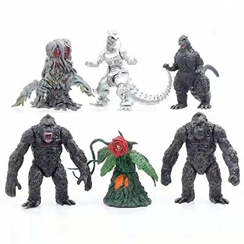 D.S. Amazing Godzilla Gojira 2021 Movie Monster Godzilla vs. King Kong 6 Pcs Action Figures Toy Ideal Gift Idea, Approx 3.5 Inch (9cm)