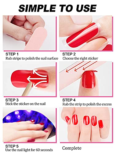 Kalolary 20 Stickers Nagelgellakstrips, volledig omwikkeld Nagellakstickers Uitgeharde gelnagelstrips Zelfklevende… - Afbeelding 5