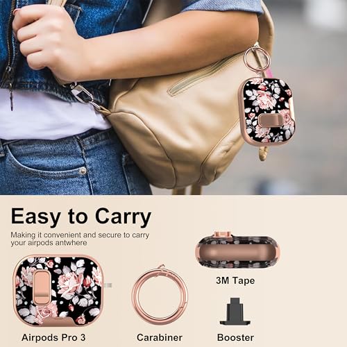 Image of for Apple AirPods Pro 3 Case 2025 with Safety Lock & Foldable Phone Stand | Double Drop Protection,Two-Piece Design, Airpod Pro 3 Case with Keychain & Cleaner Kit, Support Wireless Charging, Rose