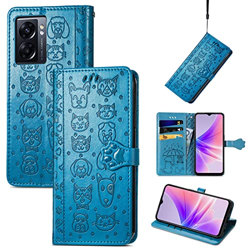 Ccsmall OPPO A77 5G Wallet Case, Cat Dog Cartoon Cute Style With Id Card Holder Pu Leather Flip Phone Cover Case For Oppo A77 5G Mg Blue thumb #5