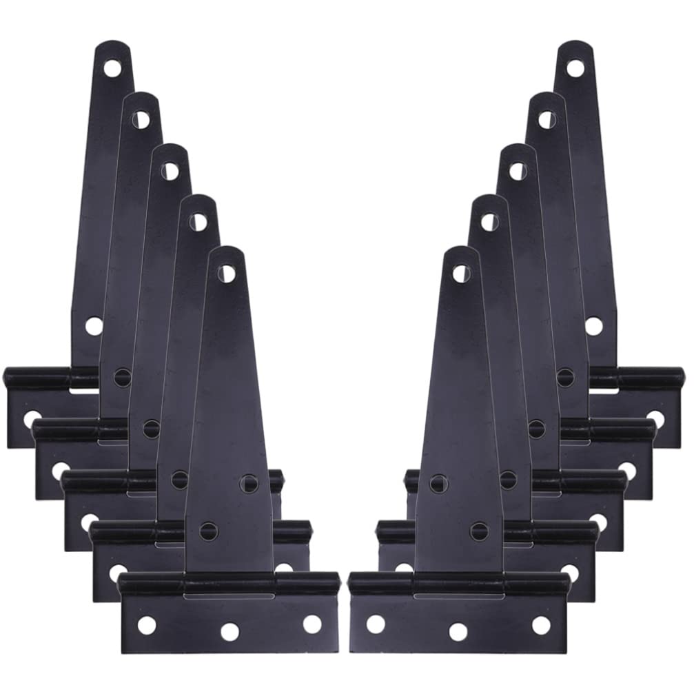 Angoily 10PCS T Strap Hinges 4 Inch, Black Gate for Wooden Fences,Barn Door, Iron Rustproof Hinge Shed