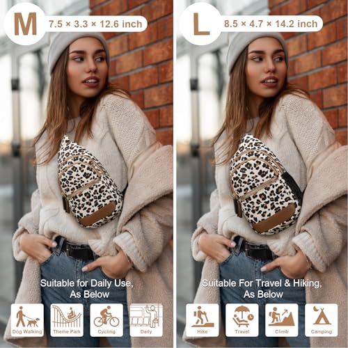 Image of Capolo Sling Bag for Women Men Waterproof Crossbody Bags for Women Trendy Casual Fanny Pack with Convertible Shoulder Strap Chest Bag for Travel Hiking(Leopard, Large)
