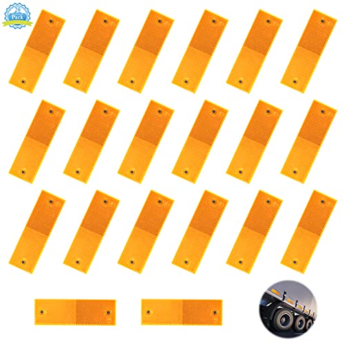 Reflectores Adhesivos para Camiones 20 Piezas Reflectante para Remolques Naranjas, Catadioptrico Adhesivo Rectangular, Universales Catadioptrico Reflectores para Coche Bicicleta Caravana RV(5 * 15cm) Cover