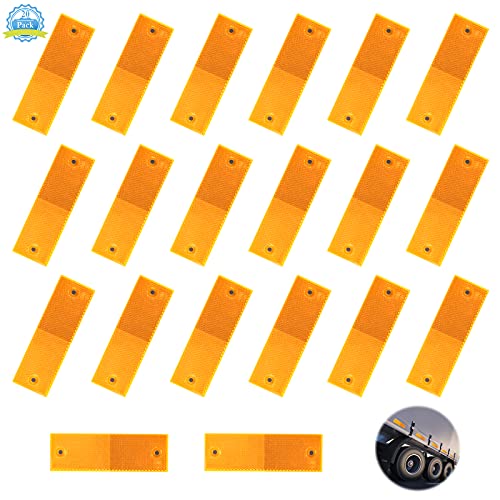 Reflectores Adhesivos para Camiones 20 Piezas Reflectante para Remolques Naranjas, Catadioptrico Adhesivo Rectangular, Universales Catadioptrico Reflectores para Coche Bicicleta Caravana RV(5 * 15cm)