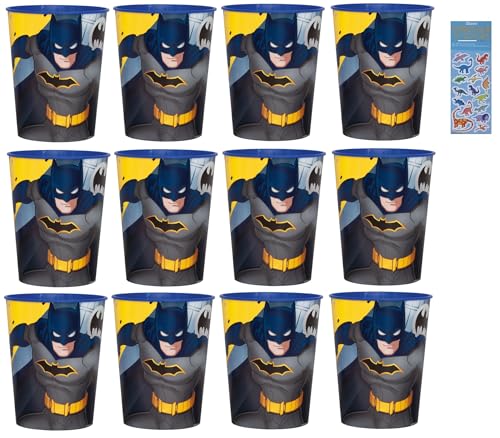 Batman Birthday Party Supplies Bundle includes 12 Plastic Reusabl...