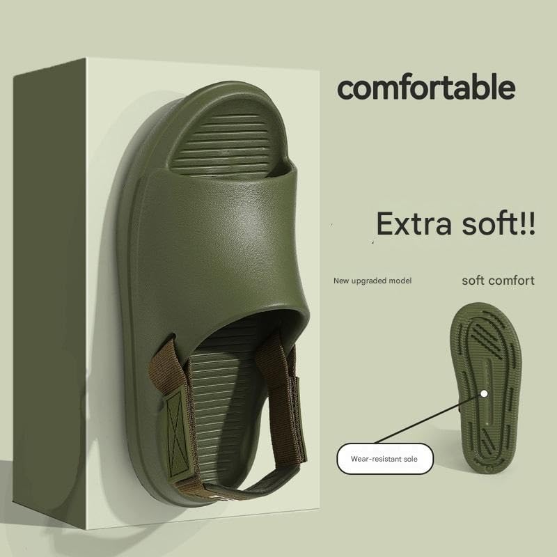 Men’s Summer EVA Sandals with Adjustable Hook-and-Loop Strap – Comfortable Outdoor Slip-On Slides with Back Heel – Thick Sole Beach Casual Slippers(Green,27-27.5cm)3