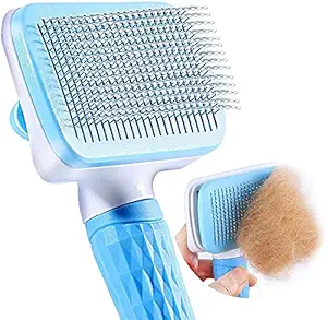 Qpets Slicker Dog Comb Brush Pet Grooming Brush Daily Use to Clean Loose Fur & Dirt Great for Dogs and Cats with Medium Long Hair Dog Hair Deshedding Brush-Blue