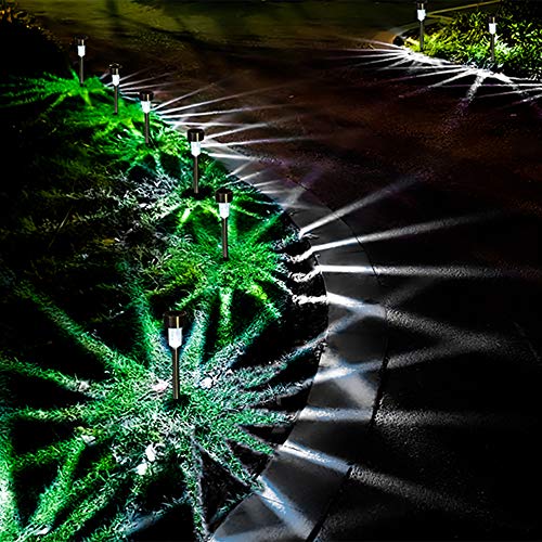 Solar Lights Outdoor, Stainless Steel LED Landscape Lighting Solar Powered Outdoor Lights Solar Garden Lights for Pathway, Walkway, Patio, Yard, Lawn - 12 Pack