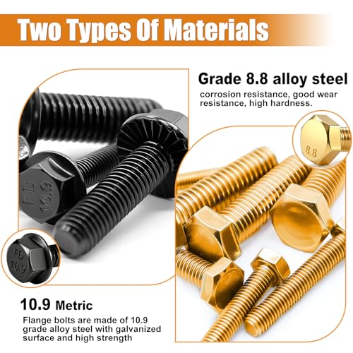 Image of mankk 1004PCS Metric Bolt Assortment Kit and Flange Bolts and Nuts Assortment Kit M4 M5 M6 M8 (12mm to 30mm) with Matching Nuts and Lock Washers