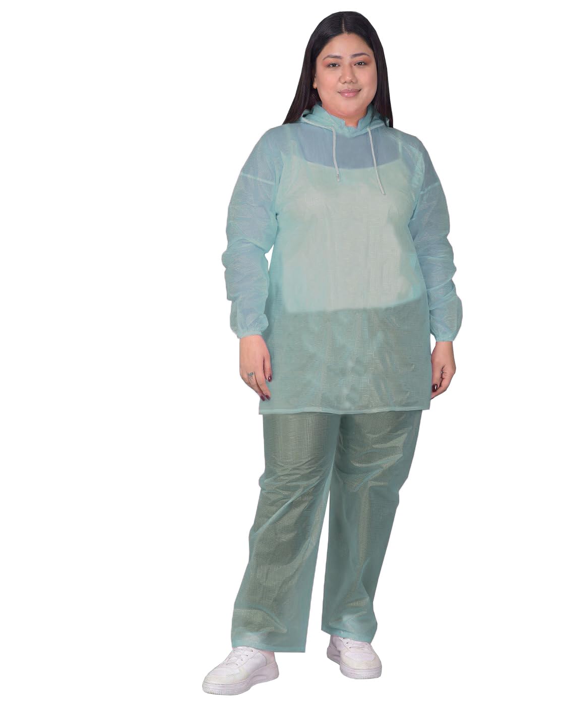 Waterproof Rain Coat for Women with Pants Polyester Waterproof Rain Coat Women Rain Coat, Rain Poncho for women Waterproof, Women's Rainwear set FREE SIZE-image-2