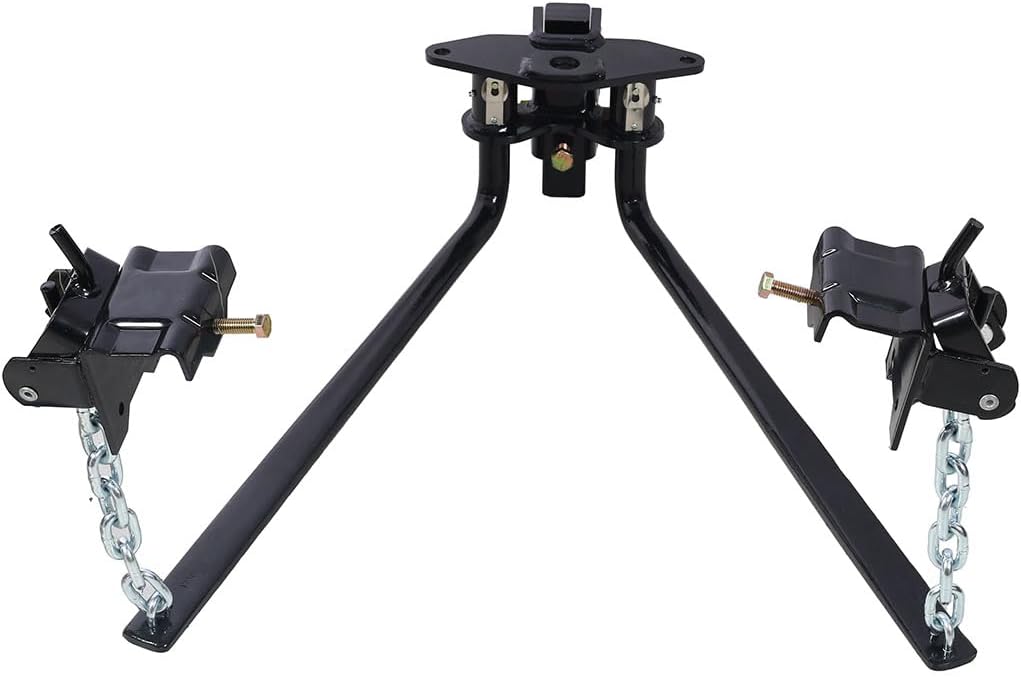 12000lb Weight Distribution Hitch, 4-Point Sway Control with Height Adjustable Forged Shank, Includes Standard Hitch Shank & Pre-Installed Hitch Ball (Black),10000lbs