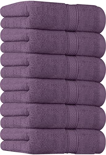 Utopia Towels - (Lot de 6 Essuie Mains de Qualité Supérieure, (41 x 71 CM) 100% Coton filé, Ultra Doux et très Absorbant pour la Salle de Bain, Le Gymnase, la Douche, l'hôtel et Le Spa (Prune)