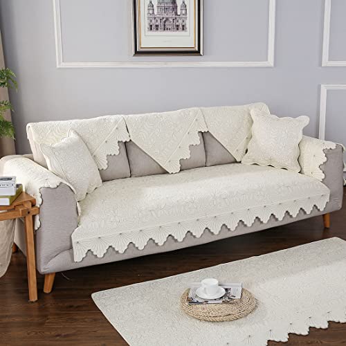 Xslive Cotton Embroidery Couch Sofa Cover Leaf And Floral Pattern Nonslip Quilted Furniture Protector Slipcover For Dogs thumb #3