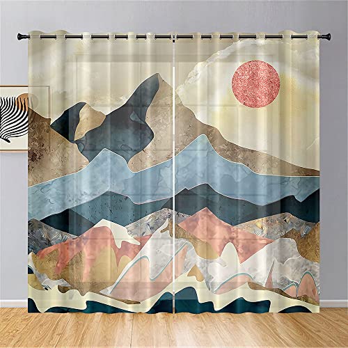 Hiseng Lot de 2 Rideaux Voilage à Oeillets, Semi-Transparent en Effet Voile Décoration de Fenêtre Salle de Bain Balcon Chambre Salon Cuisine,Tulle 2...
