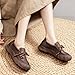 Genuine Leather Womens Shoes Non-Slip Retro Chunky Sole Loafers with Memory Foam Insole Stylish Oxford Fall Cute Bow Lace-Up Detail Casual Versatile Fashion Footwear (Brown,6.5)