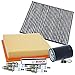 Produktbild BESTPRICE Inspektionspaket Filterset mit 1x Luftfilter, 1x Innenraumfilter (Pollenfilter) mit Aktivkohle, 4x Zündkerze Super Plus WR7LTC+, Kompatibel mit VW GOLF 3 (1H1) (1E7) (1H5), VENTO (1H2)