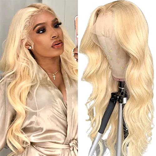 LUMIERE Hair Blonde Body Wave 613 Lace Closure Wig Human Hair with Baby Hair Pre Plucked 4x4 HD Transparent Lace Closure Wig 20 inch, Body Wave 613 Blonde Human Hair Lace Front Wig for Black Women
