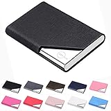 Soporte para Tarjetas de Visita, Profesional de Cuero PU y Acero Inoxidable Estuche Cartera, para múltiples Tarjetas de crédito Mantenga limpias Sus Tarjetas de Visita para Hombres y Mujeres (Negro)