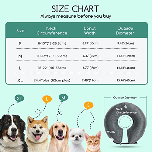Nobleza Inflatable Dog Collar Dog Recovery Collar Inflatable Pet Protection Cover Collars Pet Neck Collars After Surgery Adjustable Pets Recovery Cone for Extra Large Dogs Grey - Image 3