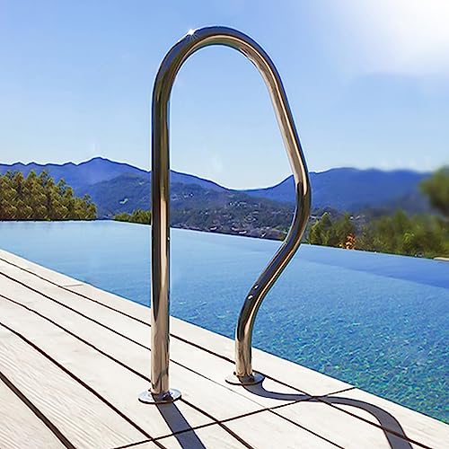 Barandal de piscina de acero inoxidable, 3 curvas, seguro miniatura 4