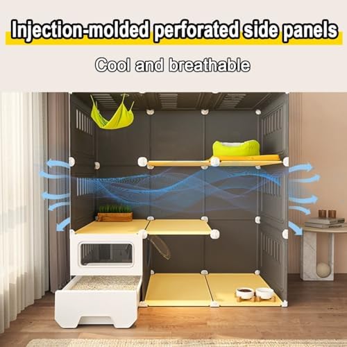 Cat Cages Indoor Litter Dog Playpens Caves Houses Box Kitten Cage Cats Outdoor Enclosures,Transparent Indoor Cat Villa with Litter Box - Spacious, Stylish Enclosure for Comfortable, Happy Ca