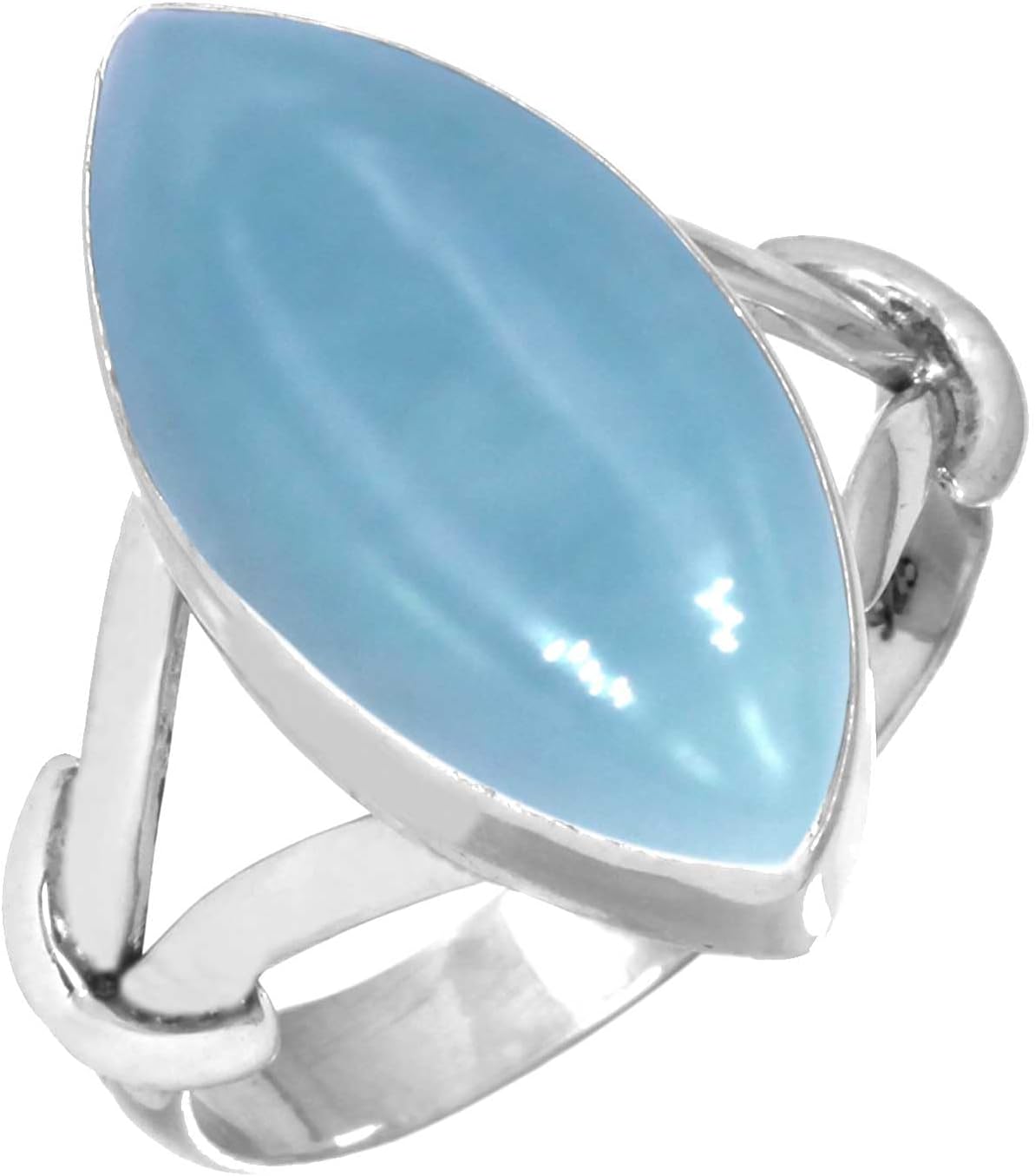 Boho Handmade Jewelry Natural Gemstone Onyx, Turquoise, Pearl, Crystal Marquise Genuine 925 Sterling Silver Ring For Women