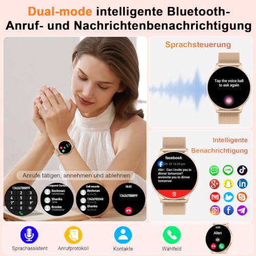 Smartwatch Damen, 1.32" AMOLED Uhr Damen Telefonfunktion IP68 Wasserdicht – Ansicht 4