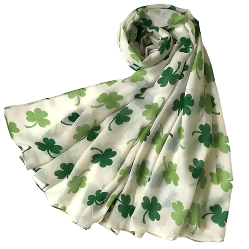 ZCFLCK 1PCS Valentine Scarf for Women Plant and Flower Prints Irish Scarf Gift for Gril Women Nurse (Light Green)