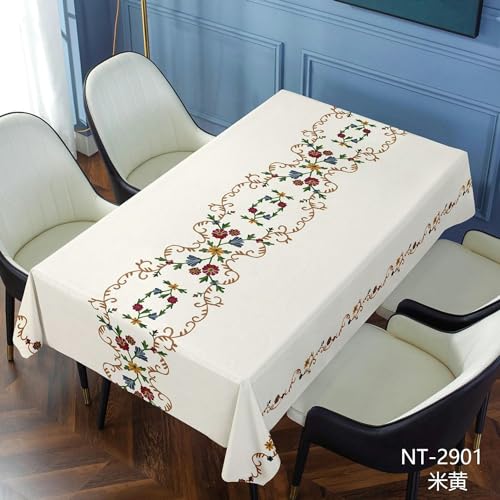 Nappe en PVC essuyable fleurie bleue grande table rectangulaire - 7