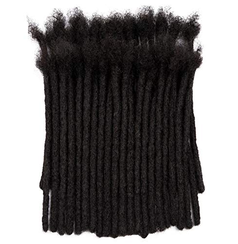 DAIXI 10 Inch 60 Strands 100% Real Human Hair Dreadlock Extensions for Man Women Full Head Handmade 0.8cm Thickness Crochet Braids Dreadlocks Bulk with Needle and Comb Natural Black Locks