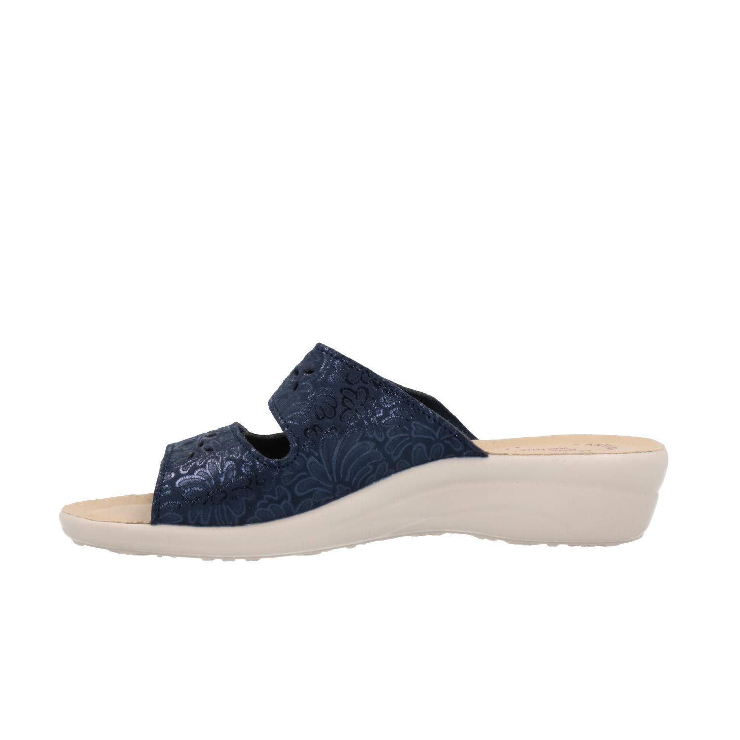 Fly Flot T4A56 6E Blu Ciabatte Donna Made in Italy con Due Strappi Regolabili Sottopiede ANATOMICO ANTISHOCK Vera Pelle Zeppa 3,5 CM Antiscivolo