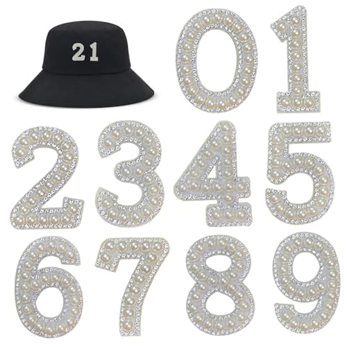 Hbbgdiy Perlen Strass Zahlen Aufbügler, 1 Set
