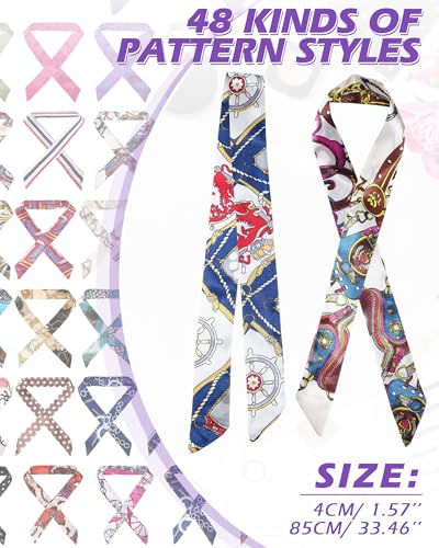 72 Pcs Women Handbag Scarf Head Ribbon for Women Hair Purse Handle Ribbon Satin Head Scarf Neckerchief for Purse Handles Silk Headband Charm Hair Ribbons Decor2