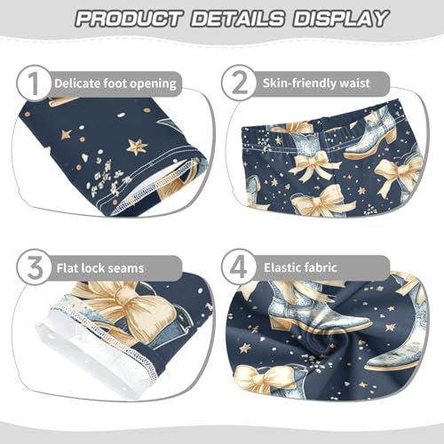 Vintage Bows Cowboy Boots Girls Leggings Kids Yoga Pants Dance Active Tights 4T3