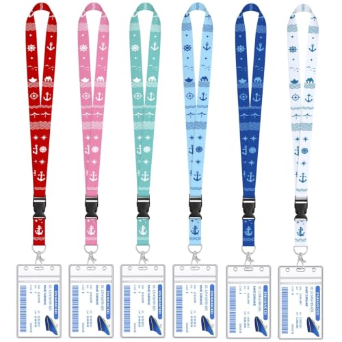 6 Pack Cruise Lanyard for Ship Cards Detachable Lanyards with Waterproof ID...