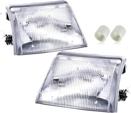 Headlights Assembly Replacement for 1998 1999 2000 Ford Ranger Pickup Truck Headlamp Driver & Passenger Side Clear OE Style