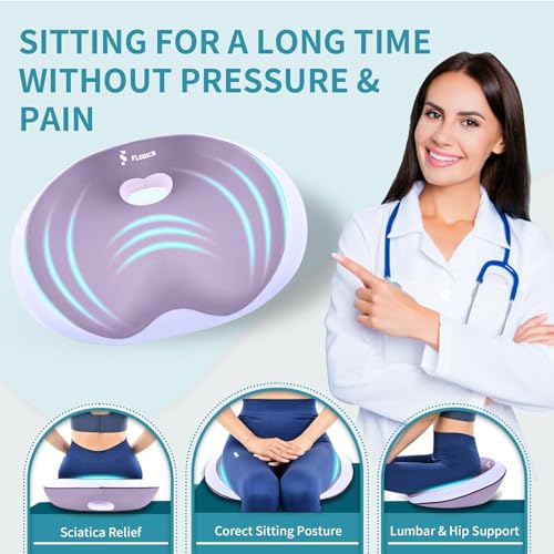 Image of FLORICH Seat Cushion Lumbar Support Pillow for Office Chair, Car Lower Back Support, Ergonomic Desk Chair Pillow for Butt and Back Support of Memory Foam Seat Pad(Purple)