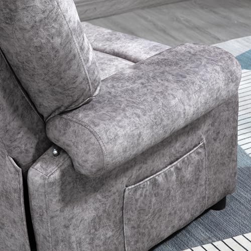 HOMCOM Sillón Relax Reclinable Manual, Sillón Relax de Terciopelo con Reposabrazos, Reposapiés, Acolchado Grueso, Butaca Reclinable hasta 135º para Salón, Dormitorio, Oficina, Gris - imagen 9