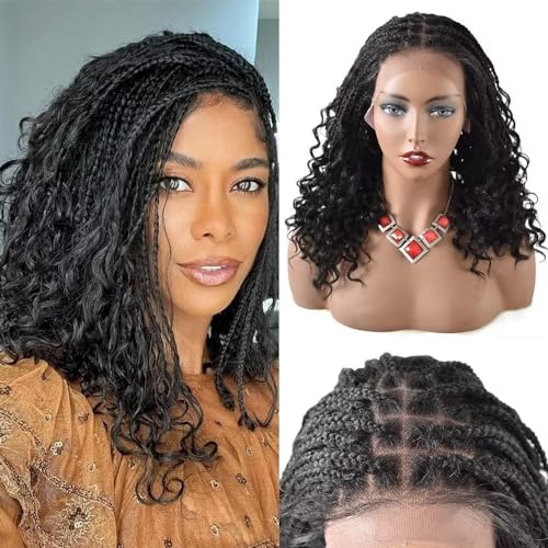 18" Afro Box Hand Braided Wigs For Black Women Cronrow
