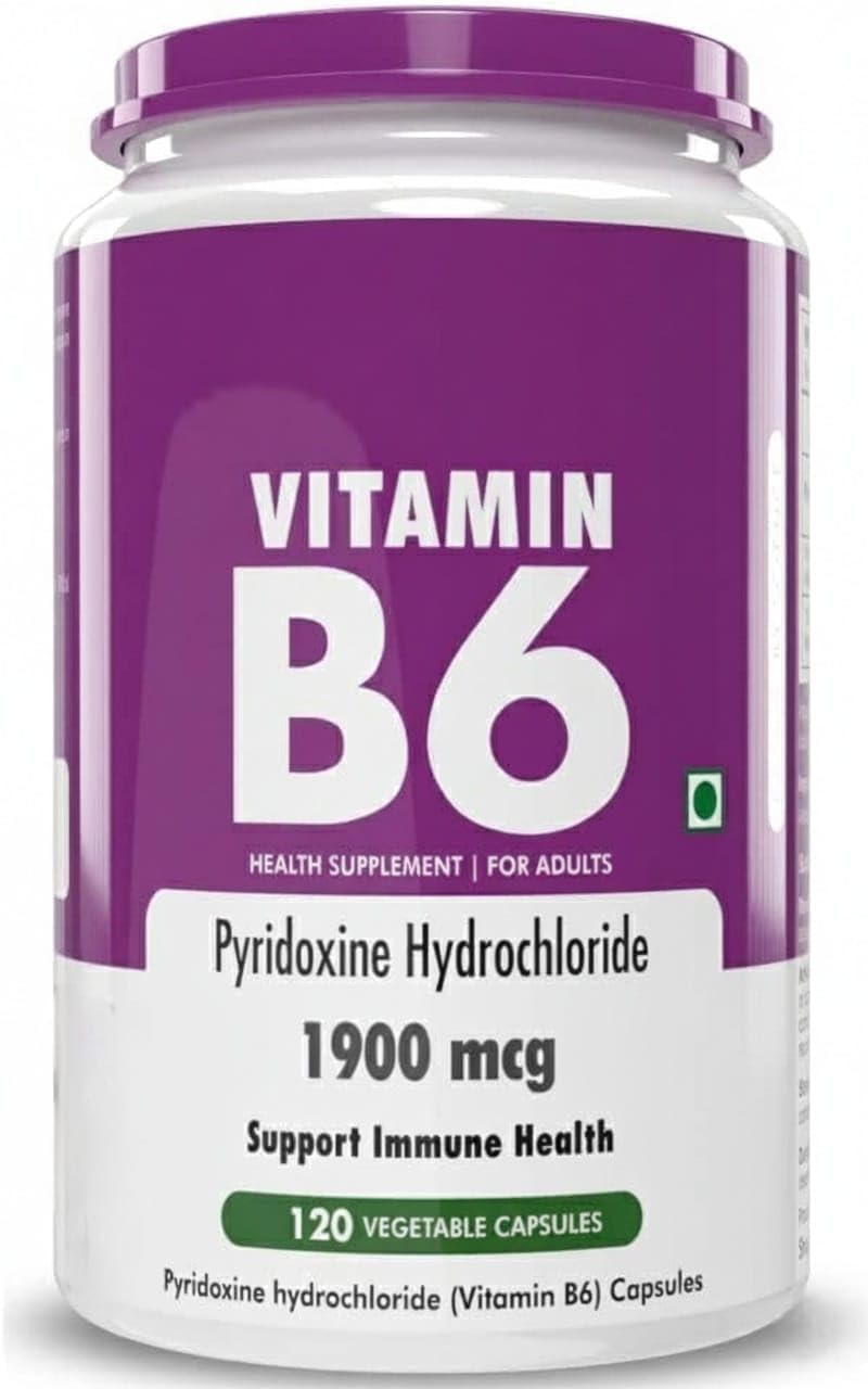 Vitamin B6 Pyridoxine -120 Veg. Capsules.