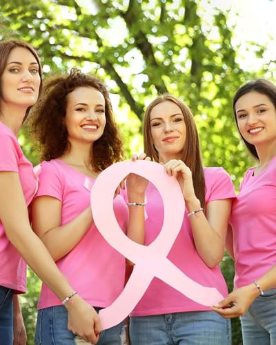 Breast Cancer Bracelets for Women Breast Cancer Awareness Bracelet Inspirational Encouragement Handmade Natural Stone Charm Beaded Gifts for Women Best Friend Sister3