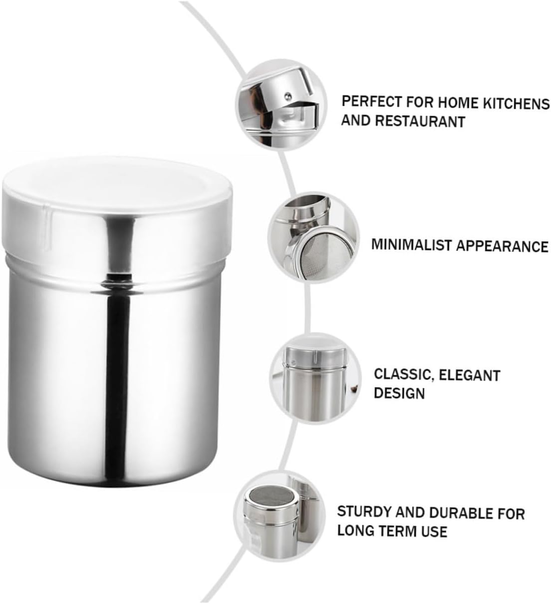 Stainless Steel Spice Shaker Powder Container Kitchen Sugar Salt Pepper Sprinkler for Baking Decorating Cakes Cupcakes Condiment Sprinkler