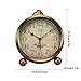 JUSTUP Golden Table Clock, Retro Vintage Non-Ticking Table Desk Alarm Clock Battery Operated Silent Quartz Movement HD Glass for Bedroom Living Room Indoor Decoration Kids (Arabic)